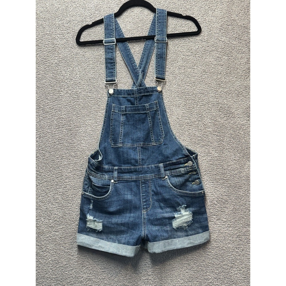 Dollhouse Denim Short Overalls Womens 9 Distressed Y2K Bib‎ Shorts